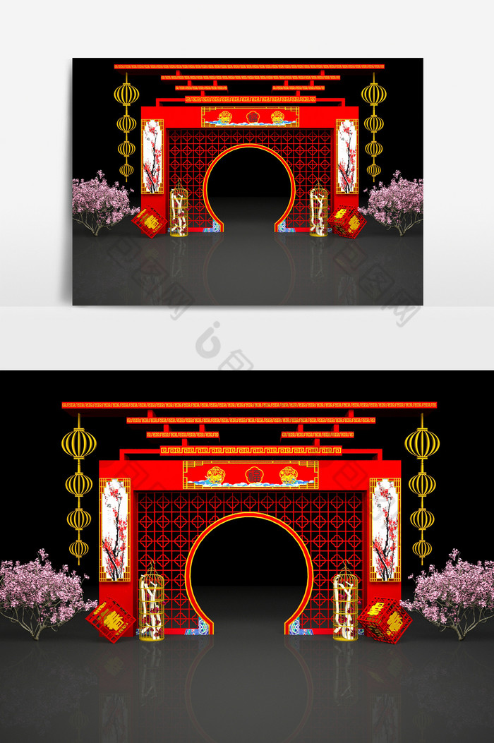 2019元旦节日模型庙会牌楼图片图片