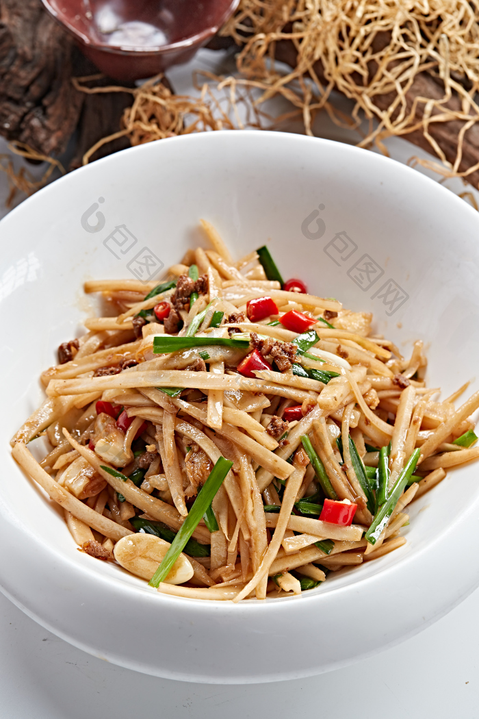 蒜香肉沫炝炒笋丝图片-包图网企业站