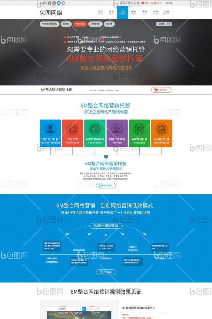 简约大气蓝色网络建站营销企业官网首页界面-包图网