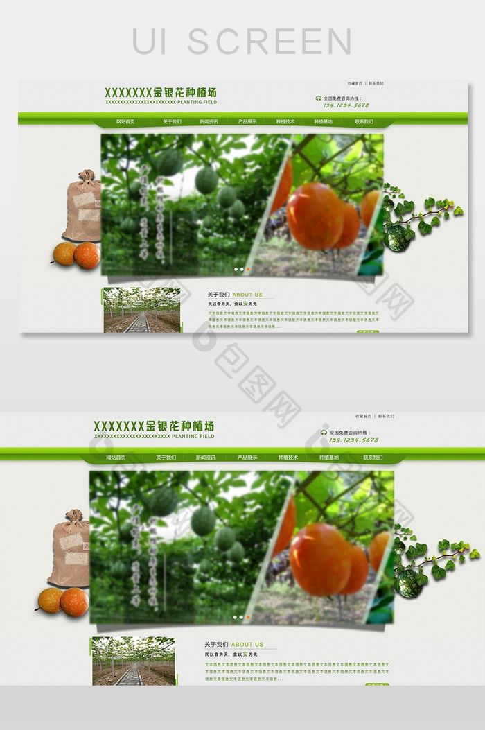 绿色健康果蔬农业种植企业官网首页界面