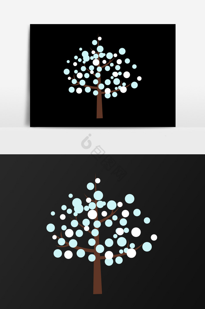 圆树叶小树插画图片