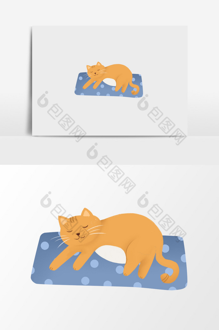 睡着的黄猫插画图片