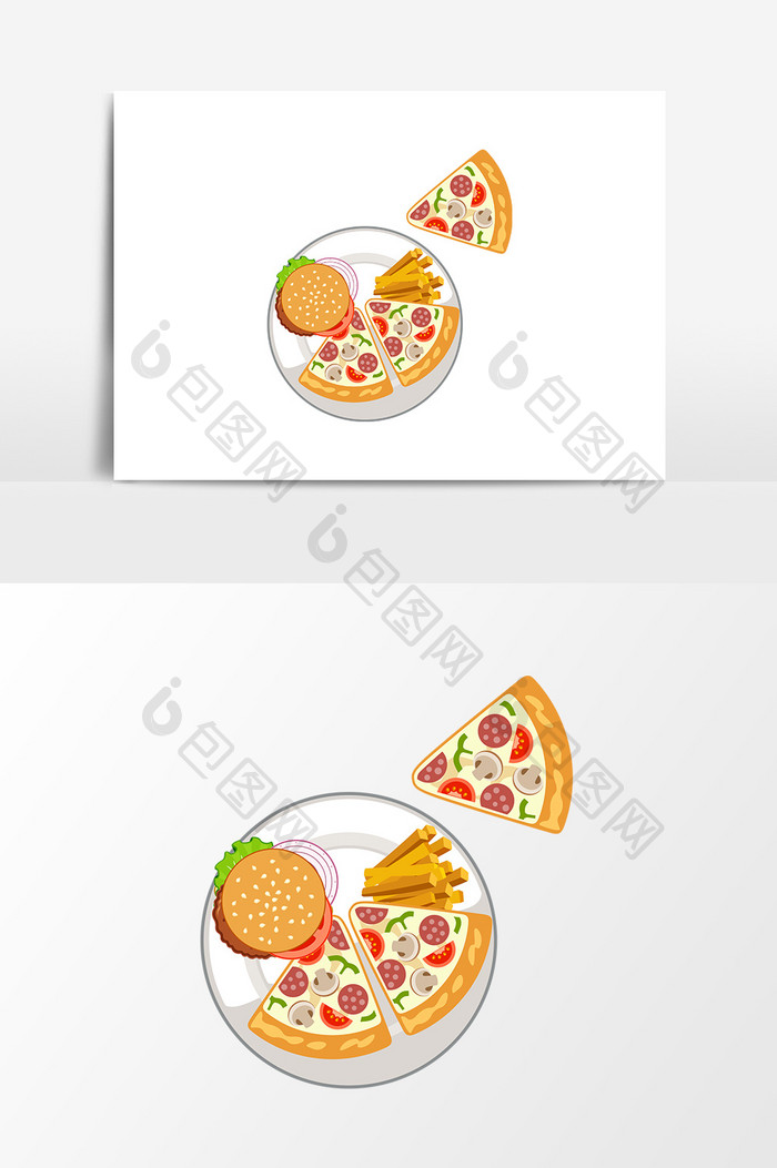 卡通手绘披萨设计元素
