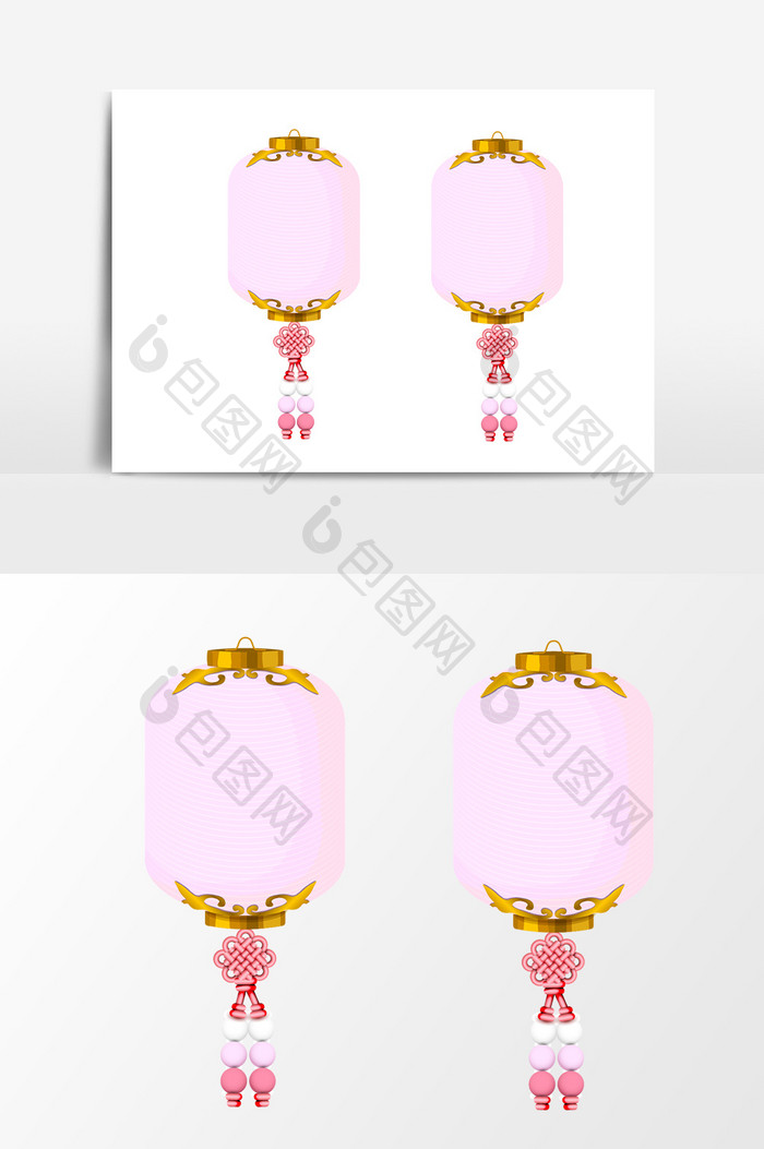 粉色灯笼挂饰设计元素