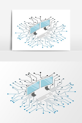 卡通电脑设计元素手绘