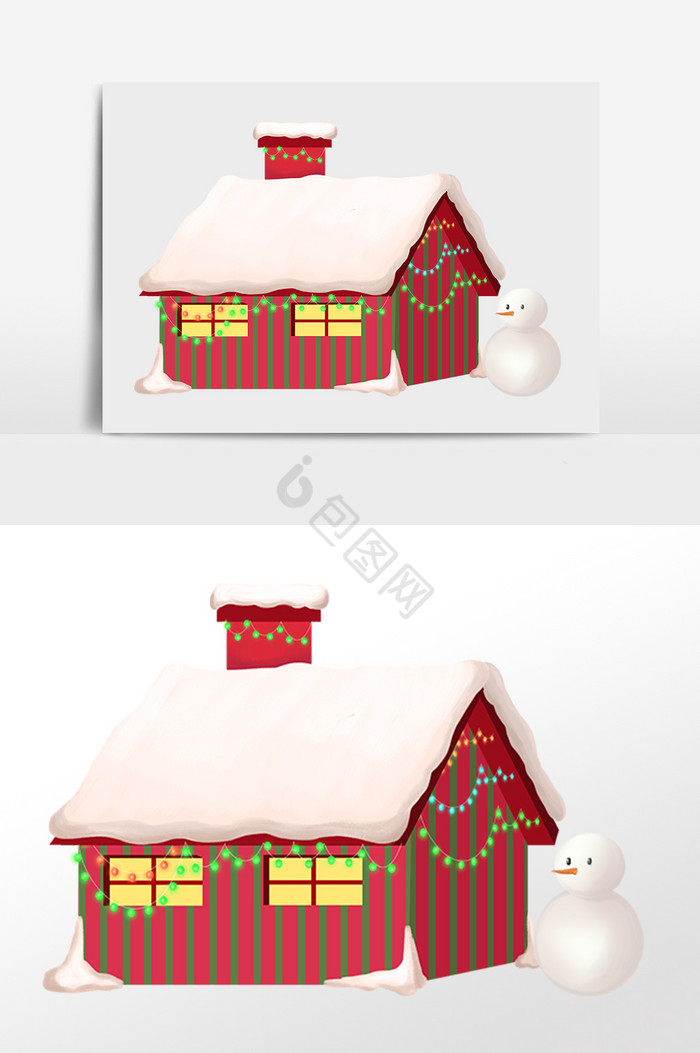 被雪覆盖的圣诞房子图片