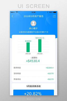 金融理财h5理财月报投资报告UI界面