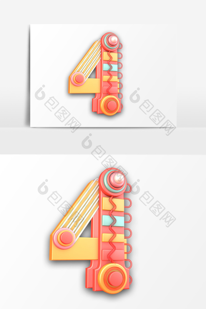 c4d艺术数字4艺术字psd模板-包图网