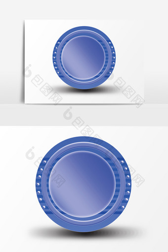 蓝色圆形按钮PSD元素图片