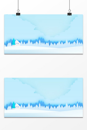 蓝色卡通剪纸风冬日背景设计