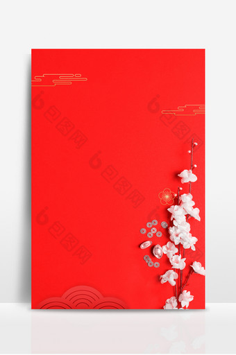 红色中国风梅花通用背景设计图片
