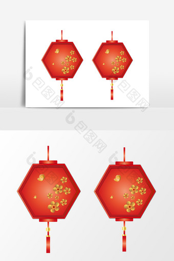 卡通梅花灯笼挂饰元素图片