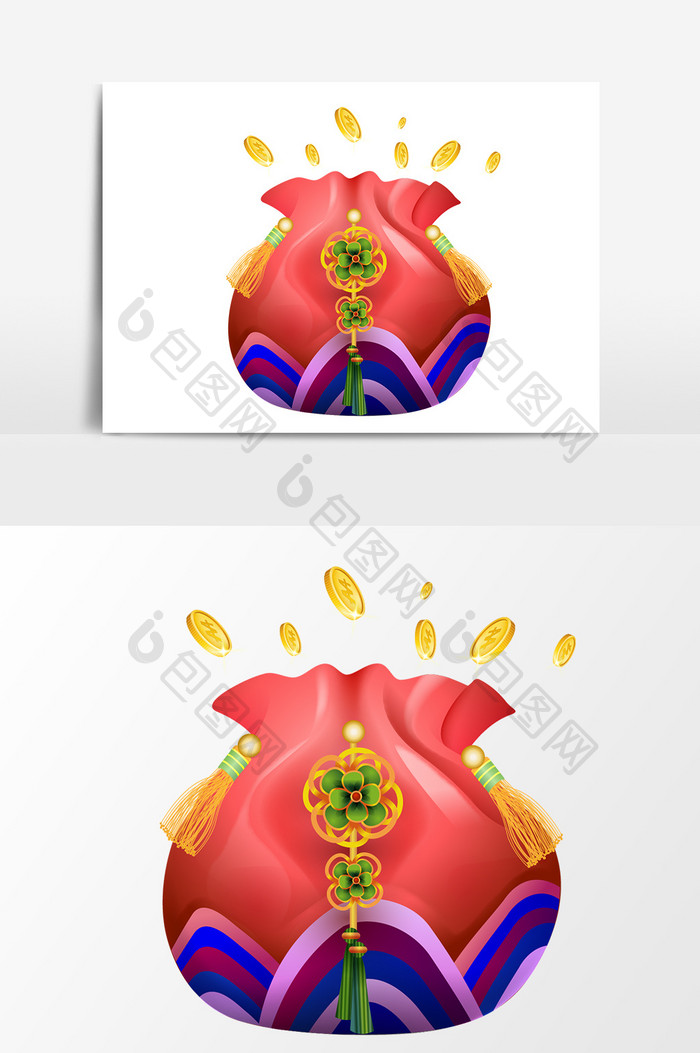 卡通钱袋元素设计手绘