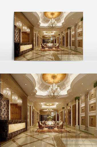 欧式风格酒店大堂设计效果图图片