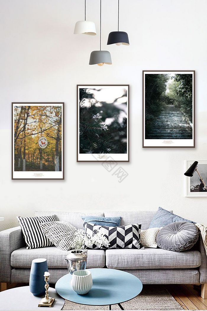 北欧意境森林风景装饰画图片