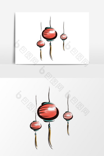 简约古风灯笼挂饰元素图片