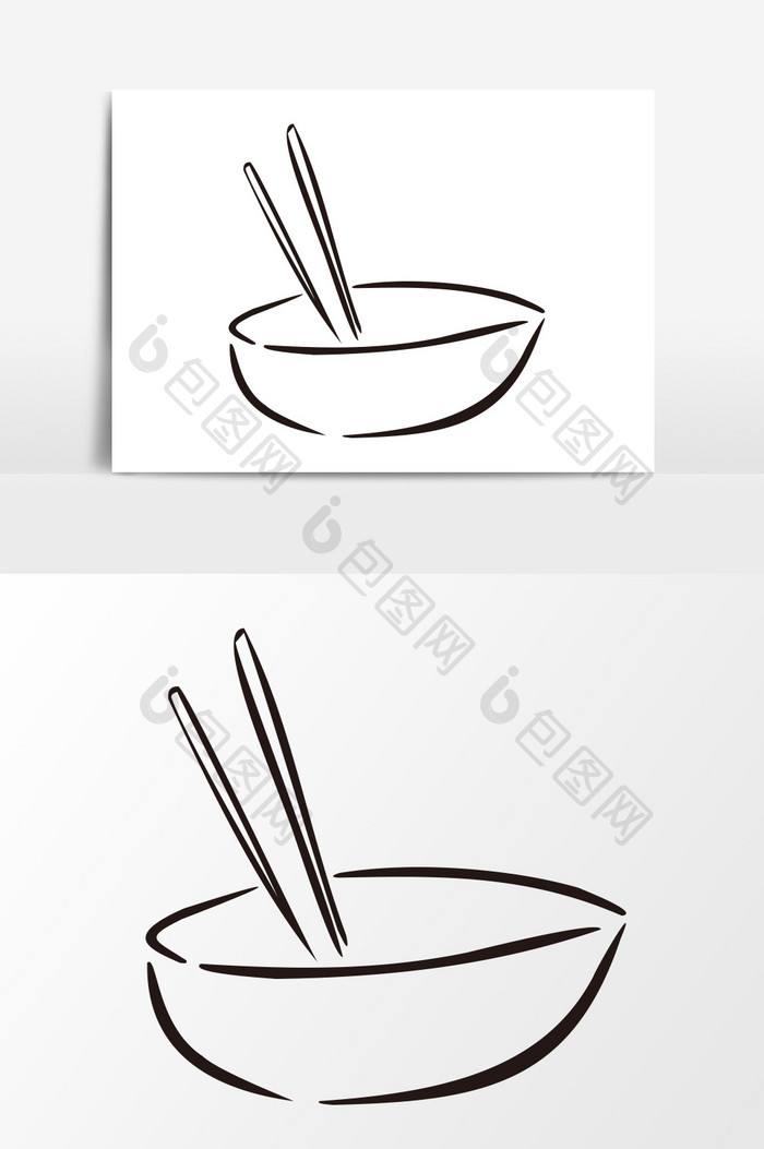 手绘卡通简约碗筷设计元素