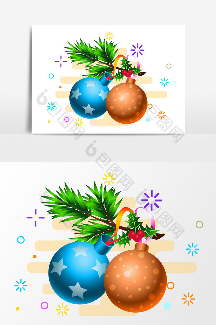 圣诞装饰球元素卡通