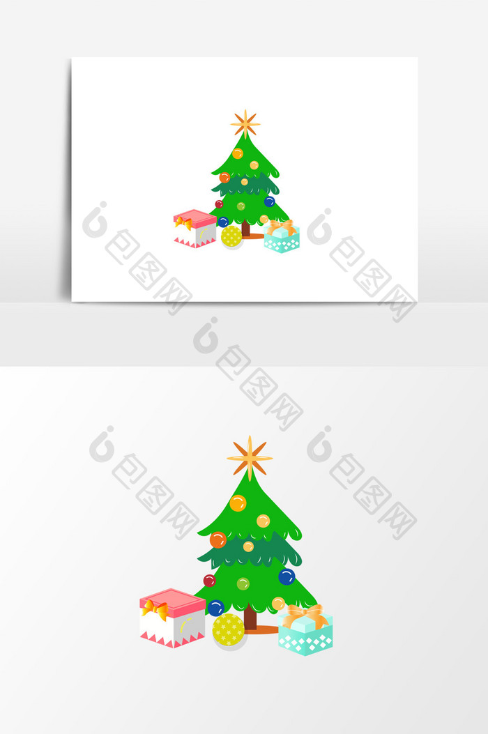 卡通圣诞树元素设计手绘