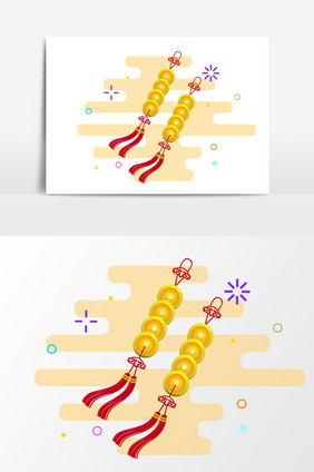 卡通铜钱挂饰设计元素