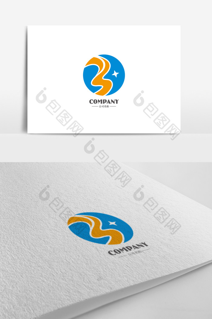 抽象创意字母B标志logo设计