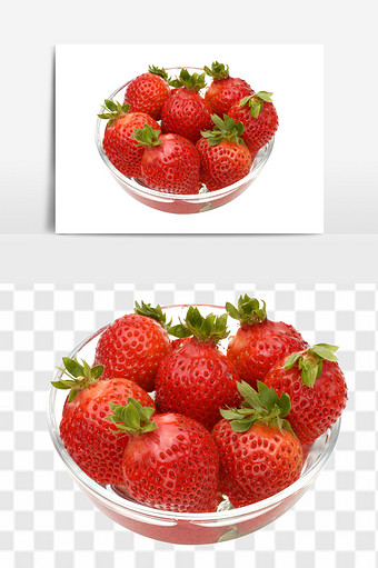 现摘奶油草莓大草莓有机草莓水果组合元素图片