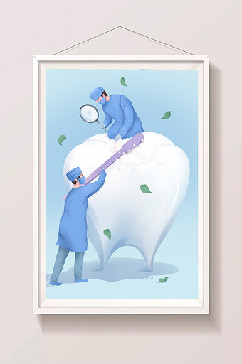 清洁牙齿保护口腔医疗插画图片