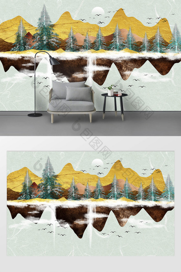 中国风背景墙北欧风中式装饰画图片