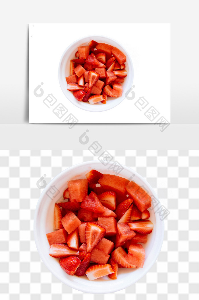 新鲜营养草莓组合元素