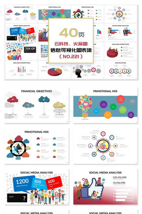 40页云科技商务人物信息可视化PPT图表