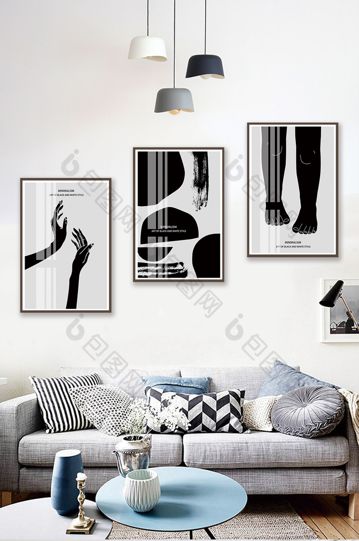 简欧抽象黑白风格客厅酒店咖啡馆晶瓷装饰画图片图片