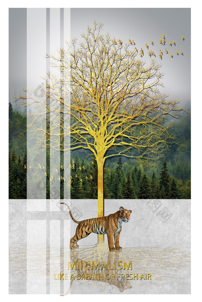 个性定制森林动物风景客厅酒店装饰画