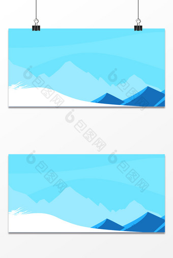 冬季大气山水质感唯美卡通背景设计图片