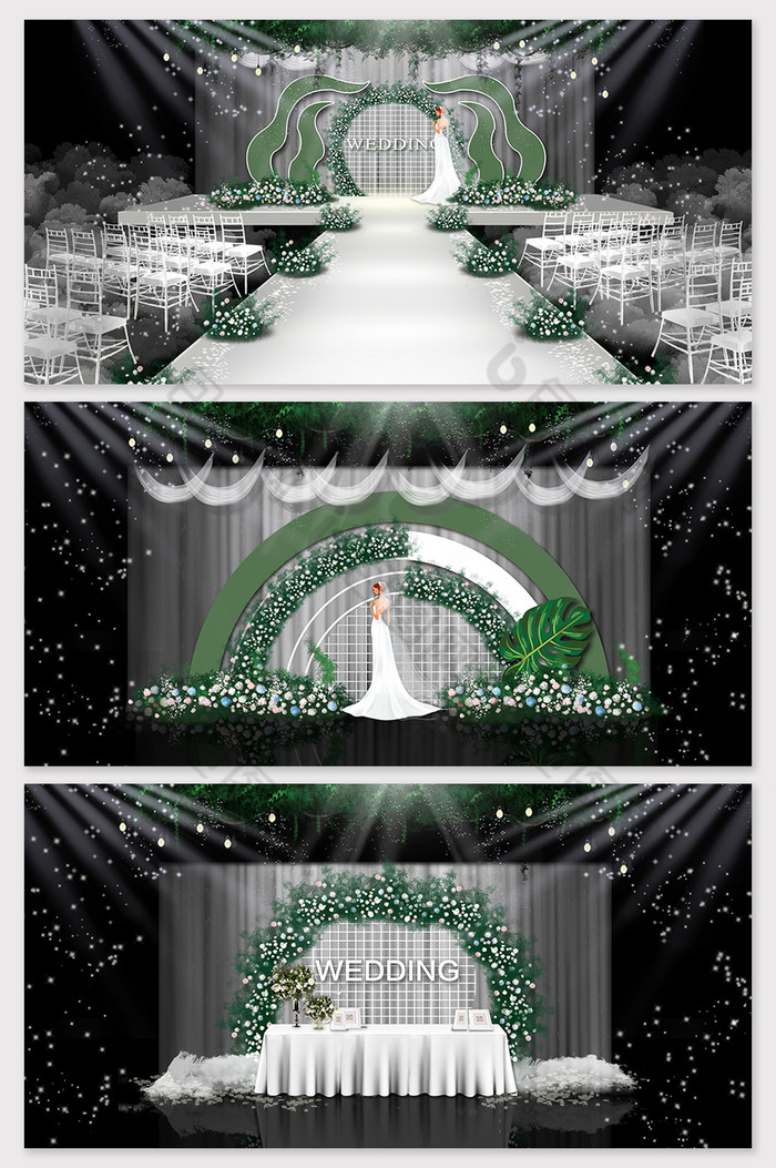 简约小清新绿色婚礼效果图图片图片