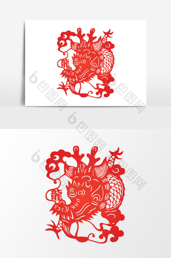 中国风红色龙设计元素