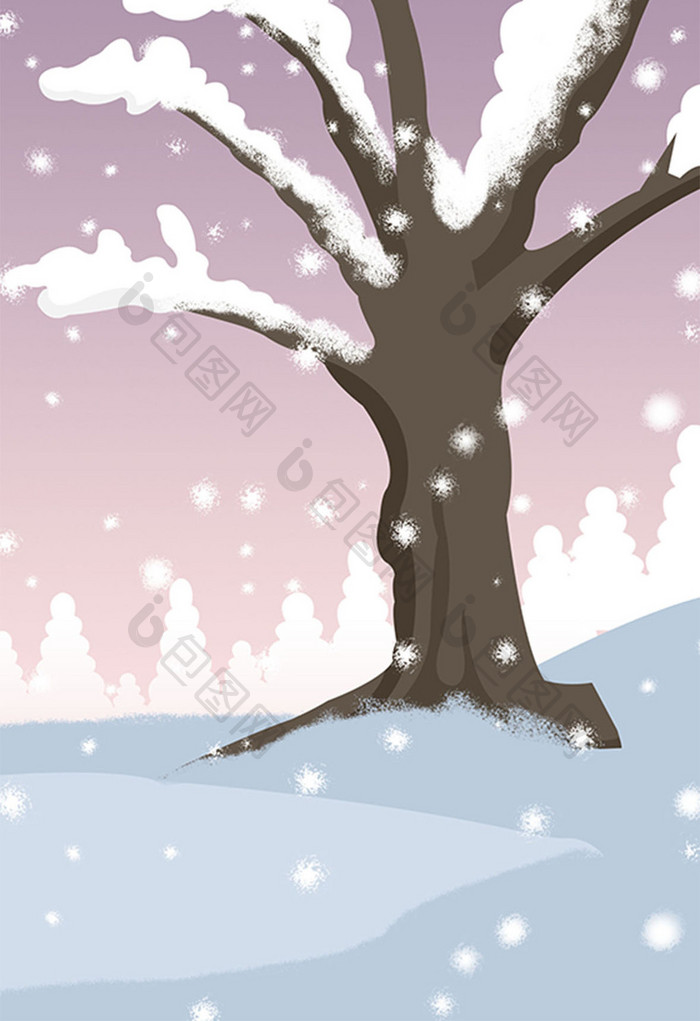 雪花树木景色背景设计