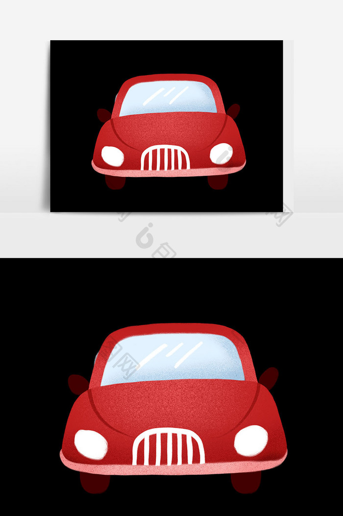 卡通红色汽车元素设计