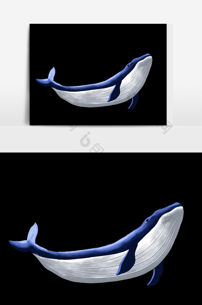 手绘水彩鲸鱼元素设计