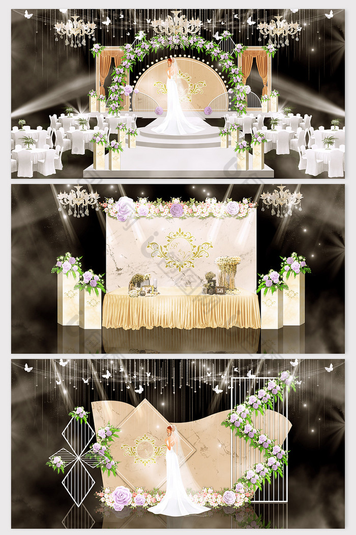 米黄色简约婚礼效果图图片图片