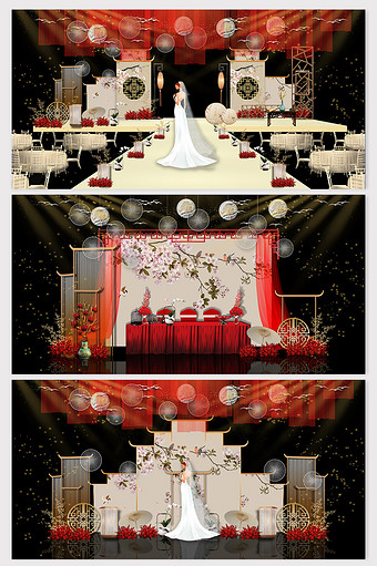 古典中式江南徽派院落婚礼效果图图片