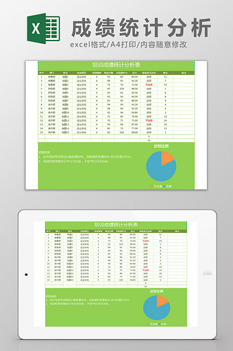 培训成绩统计分析表可视化Excel模板图片