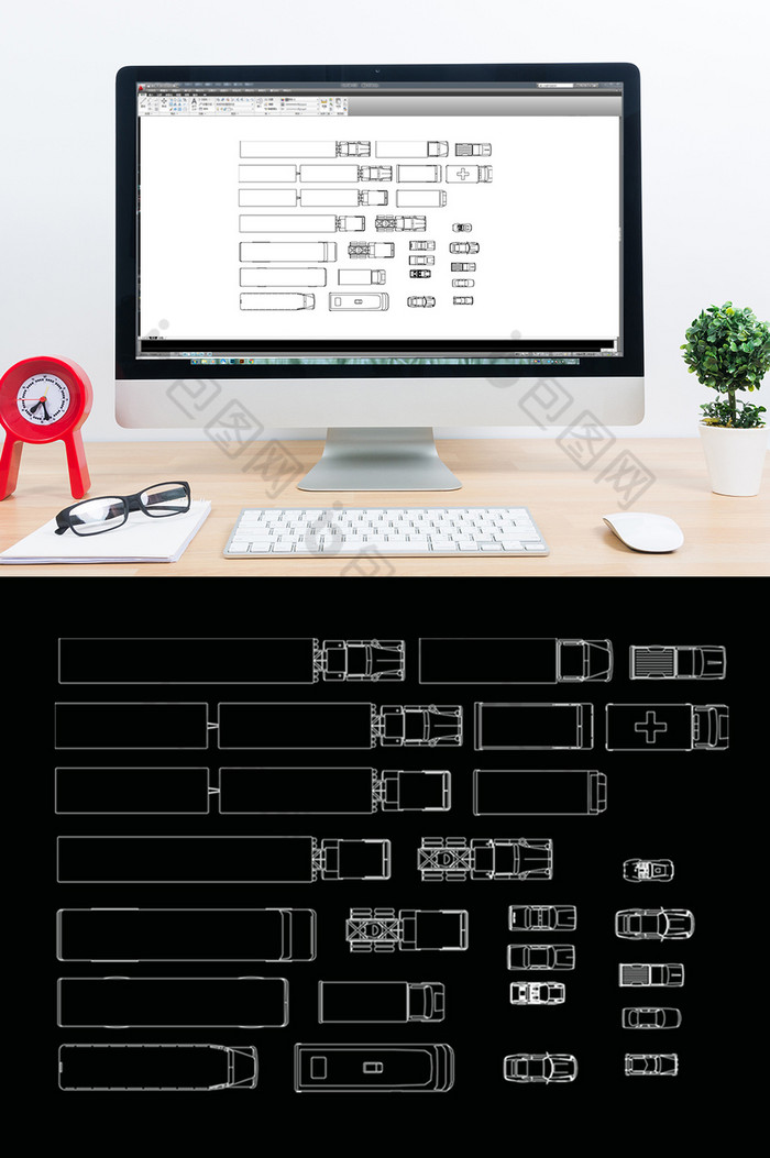 CAD交通工具平面图库模型图片图片