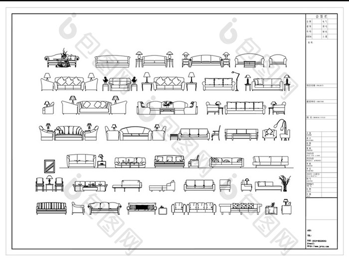 CAD家装常用沙发立面图图库
