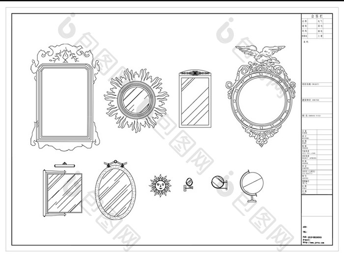 CAD欧式装饰镜图库