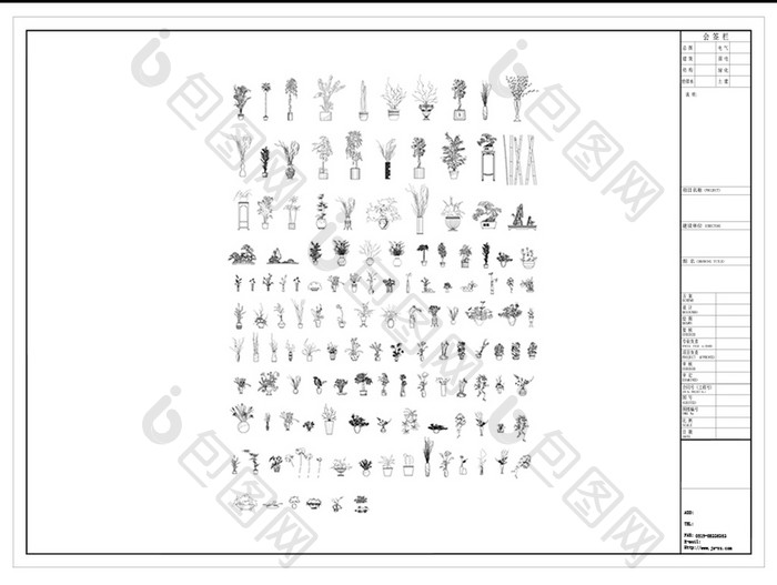 CAD绿植模型立面图库