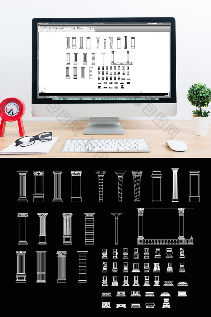 CAD罗马柱造型模板图片图片