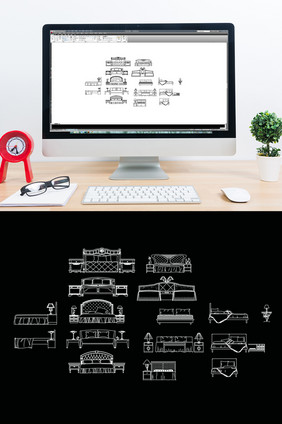 CAD家装床模型图库
