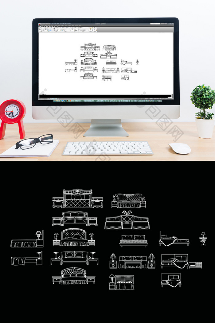 CAD家装床模型图库