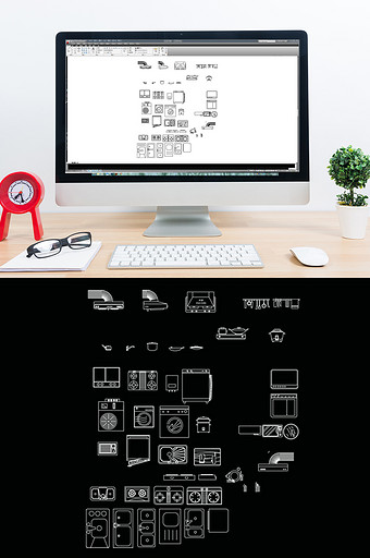 CAD厨房间洁具模型图库图片