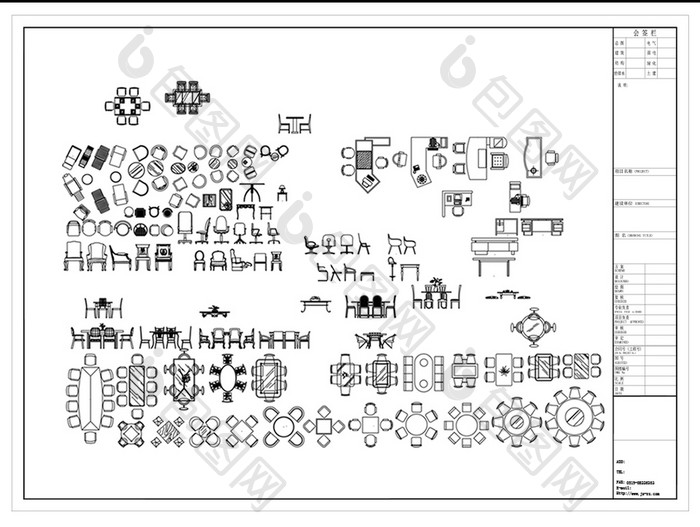 CAD常用桌椅组合模型图库